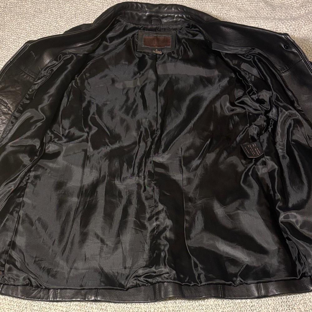 Siena Studio Black Leather Jacket Blazer Button Front with Pockets - Picture 7 of 13